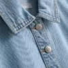 Rochie mini dreaptă din denim de bumbac, cu guler Rochie mini dreaptă din denim de bumbac, cu guler