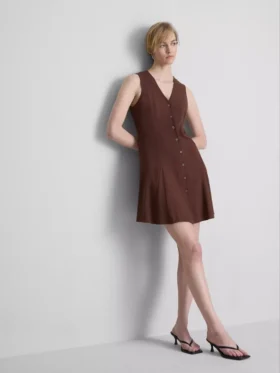 Rochie mini fără mâneci, cu decolteu în V