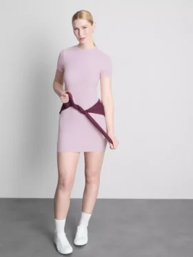 Rochie mini tip cămășă, mulată, cu nervuri