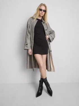 Rochie mini tip cămășă, mulată, cu nervuri