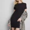 Rochie mini tip cămășă, mulată, cu nervuri Rochie mini tip cămășă, mulată, cu nervuri