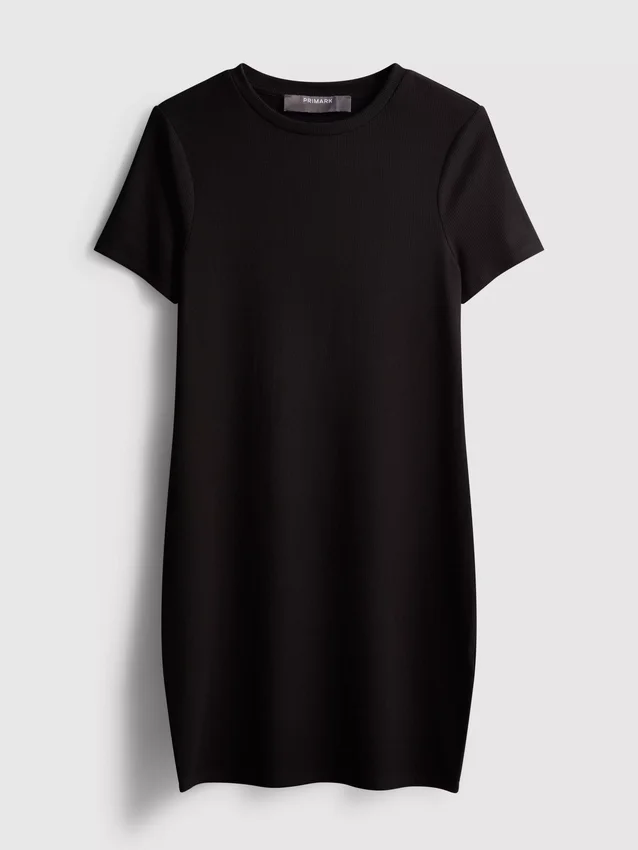 Rochie mini tip cămășă, mulată, cu nervuri Rochie mini tip cămășă, mulată, cu nervuri
