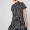 Rochie mini tip cămașă, cu dungi și straturi Rochie mini tip cămașă, cu dungi și straturi