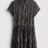 Rochie mini tip cămașă, cu dungi și straturi Rochie mini tip cămașă, cu dungi și straturi