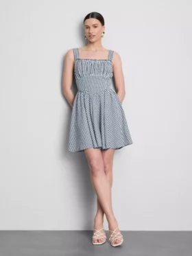 Rochie mini tip corset cu imprimeu în carouri