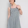 Rochie mini tip corset cu imprimeu în carouri