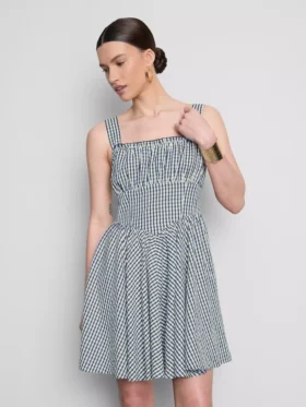 Rochie mini tip corset cu imprimeu în carouri