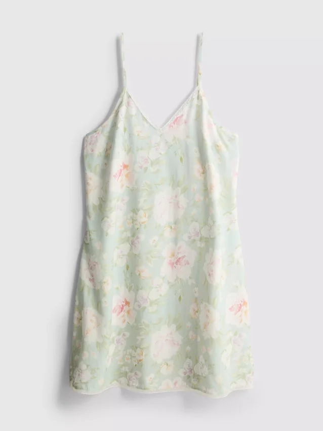Rochie slip cu bordură din dantelă florală Rochie slip cu bordură din dantelă florală
