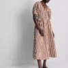 Rochie smock din bumbac cu dungi, lungime midi-ax Rochie smock din bumbac cu dungi, lungime midi-ax