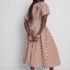 Rochie smock din bumbac cu dungi, lungime midi-ax Rochie smock din bumbac cu dungi, lungime midi-ax