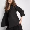 Sacou texturat cu revere crestate Sacou texturat cu revere crestate