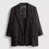 Sacou texturat cu revere crestate Sacou texturat cu revere crestate