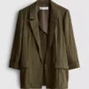 Sacou texturat cu revere crestate Sacou texturat cu revere crestate