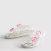Sandale cu baretă cu două catarame, din material jelly cu sclipici și talpă în spate