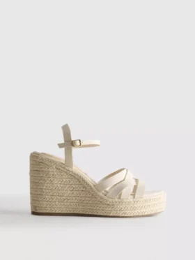 Sandale cu toc în formă de platformă tip espadrilă