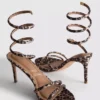 Sandale cu toc spiralat cu imprimeu leopard