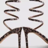 Sandale cu toc spiralat cu imprimeu leopard