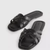 Sandale din imitație de piele cu țesătură