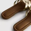 Sandale din imitație de piele cu țesătură