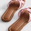 Sandale din imitație de piele cu țesătură