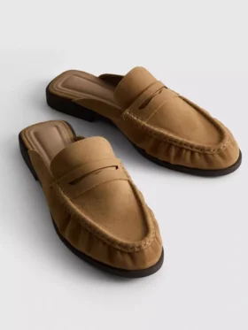 Sandale tip mocasin din imitație de piele de căprioară