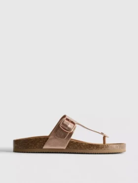 Sandale tip mule cu bară în formă de T și cataramă