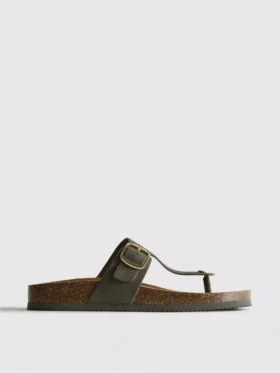Sandale tip mule cu bară în formă de T și cataramă