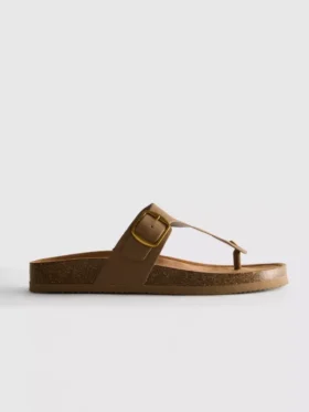 Sandale tip mule cu bară în formă de T și cataramă