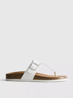 Sandale tip mule cu bară în formă de T și cataramă