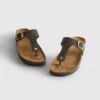 Sandale tip mule cu bară în formă de T și cataramă