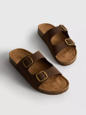 Sandale tip mule cu curea cu două catarame Sandale tip mule cu curea cu două catarame