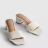 Sandale tip mule cu pantofi cu toc gros din imitație de perle