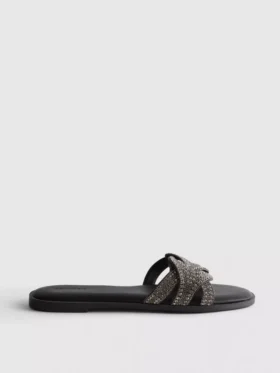 Sandale tip mule cu strasuri