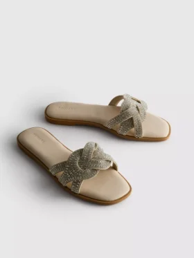 Sandale tip mule cu strasuri Sandale tip mule cu strasuri