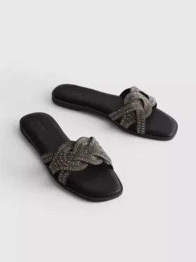 Sandale tip mule cu strasuri