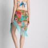 Sarong cu franjuri și imprimeu tropical Sarong cu franjuri și imprimeu tropical