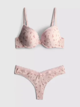 Set cu sutien push-up imprimat și tanga