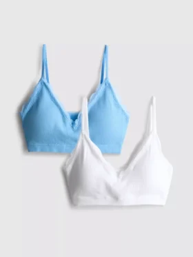 Set de 2 bralete fără cusături, cu bordură din dantelă