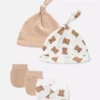 Set de 2 bucăți de căciuli și mănuși pentru nou-născuți în formă de ursuleț Set de 2 bucăți de căciuli și mănuși pentru nou-născuți în formă de ursuleț