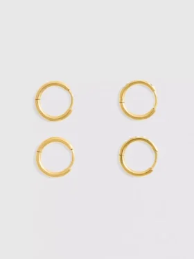 Set de 2 cercei inelari impermeabili cu diamante