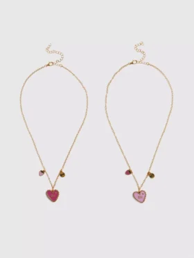 Set de 2 coliere cu inimioare „BFF”