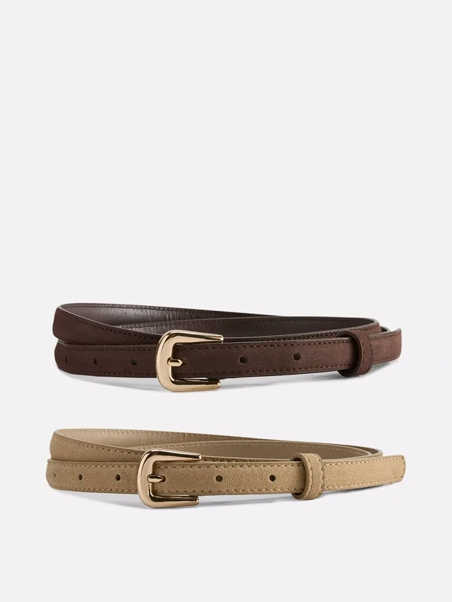 Set de 2 curele subțiri din imitație de piele de căprioară Set de 2 curele subțiri din imitație de piele de căprioară