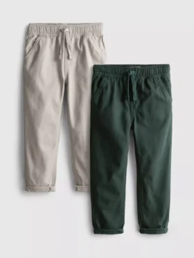 Set de 2 pantaloni din țesătură diagonală