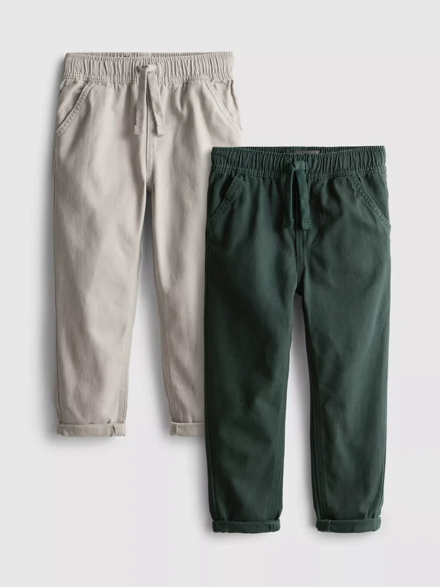 Set de 2 pantaloni din țesătură diagonală Set de 2 pantaloni din țesătură diagonală