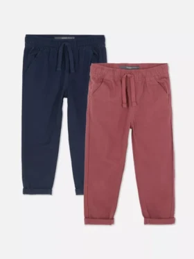 Set de 2 pantaloni din țesătură diagonală