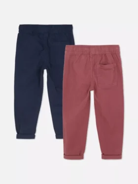 Set de 2 pantaloni din țesătură diagonală