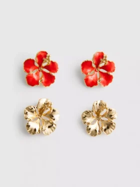 Set de 2 perechi de cercei cu flori