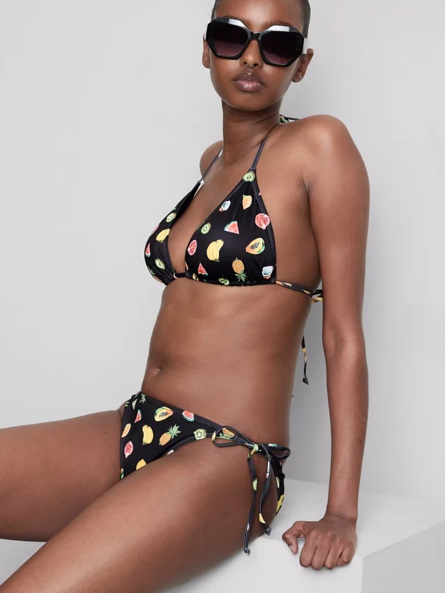 Set de 2 slipuri de bikini cu legături laterale, imprimate Set de 2 slipuri de bikini cu legături laterale, imprimate