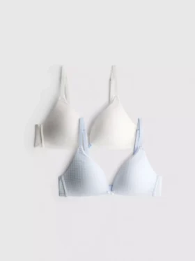 Set de 2 sutiene fără sârmă, cu conținut ridicat de bumbac Set de 2 sutiene fără sârmă, cu conținut ridicat de bumbac