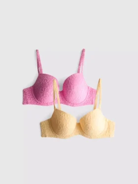 Set de 2 sutiene tip cămășă din plasă cu imprimeu floral A-D Set de 2 sutiene tip cămășă din plasă cu imprimeu floral A-D
